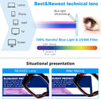 Oversized Square Reading Glasses for Women, Blue Light Blocking Large Frame Computer Readers Spring Hinge