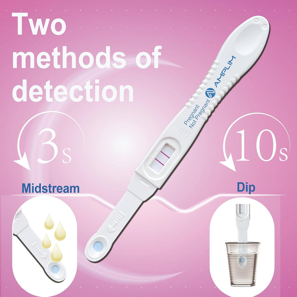 Amplim Early Detection Pregnancy Test Sticks 15 Pack, 99.99% Accurate, Sensitive Midstream Home Urine Test Kit for Women, 3-Sec Reliable Results 6 Days Sooner, 10 MIU/mL HCG, FDA Cleared