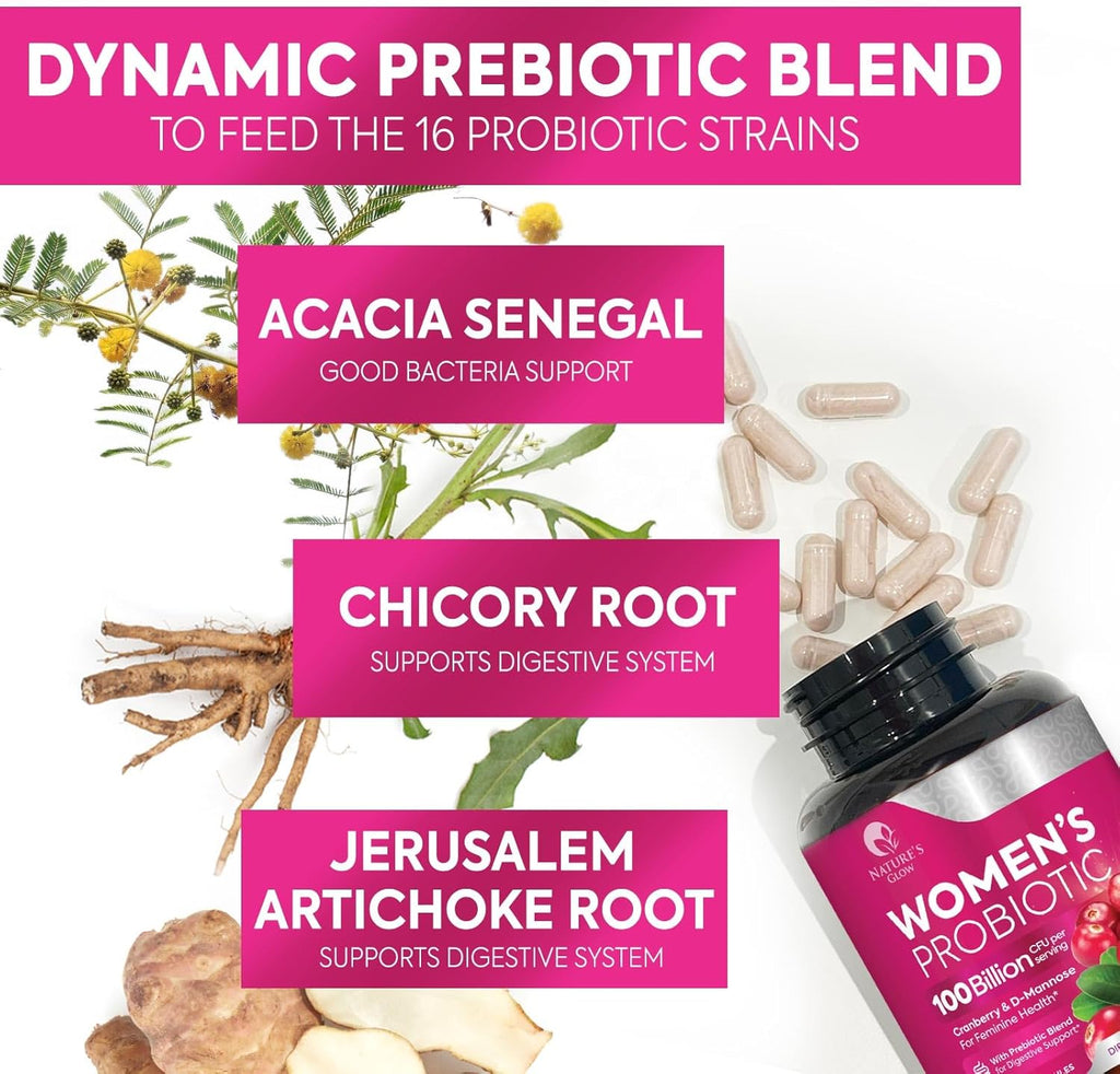 Probiotics for Women, Probiotic with 50 Billion CFU, Multi Strains to Support Immune, Digestive, Feminine Vaginal and Urinary Health, Shelf Stable, Delayed Release, No Soy Gluten Dairy - 60 Capsules