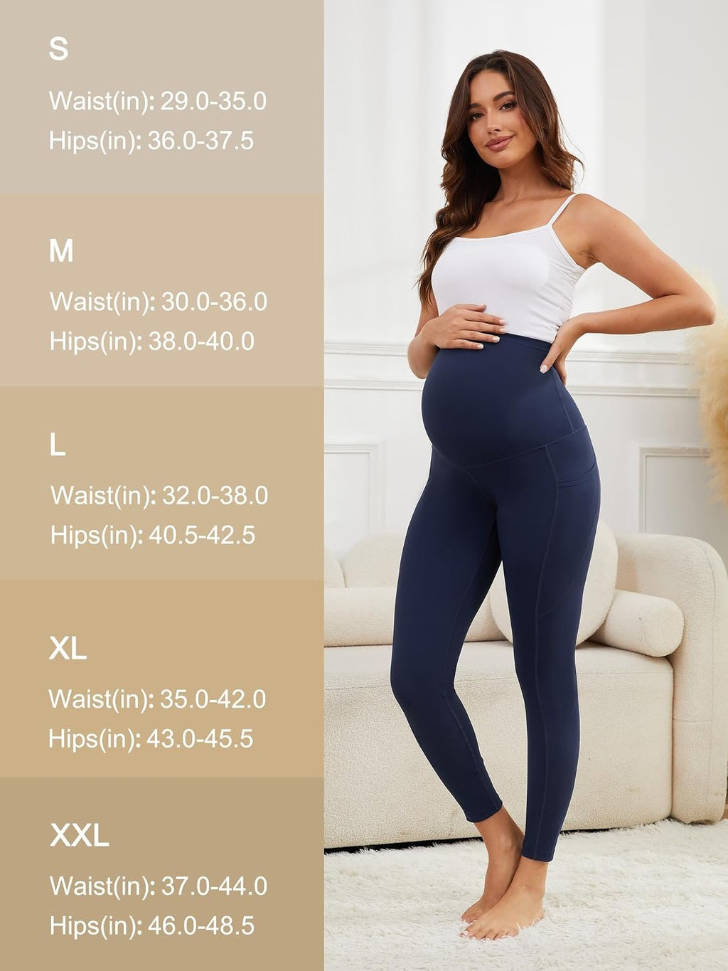 SEVEGO Tall Women's 32/34/36 Inseam Maternity Leggings Over The Belly Pregnancy Yoga Pants Workout Active Wear