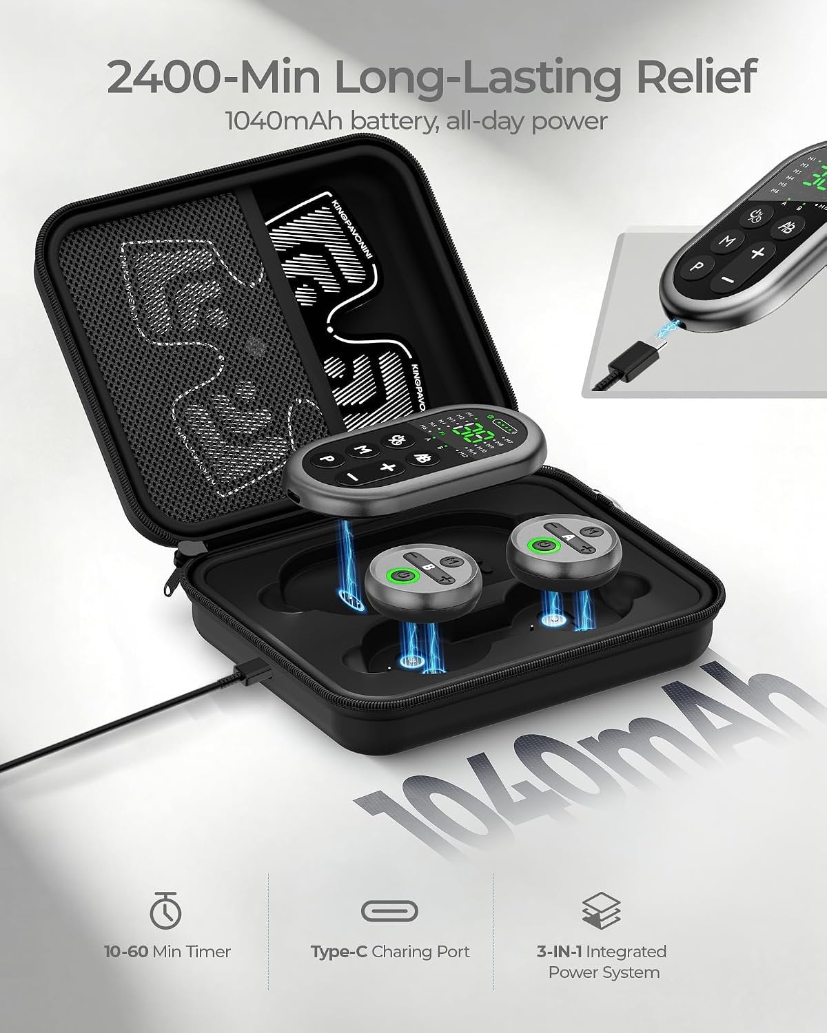 Wireless TENS Unit Muscle Stimulator, XL Pad, Model HZ9151C | 48 Modes, 2 Channel Tens Machine for Sciatica Back Shoulder Pain Relief, Portable for Office Home Travel, Gift for Men Women