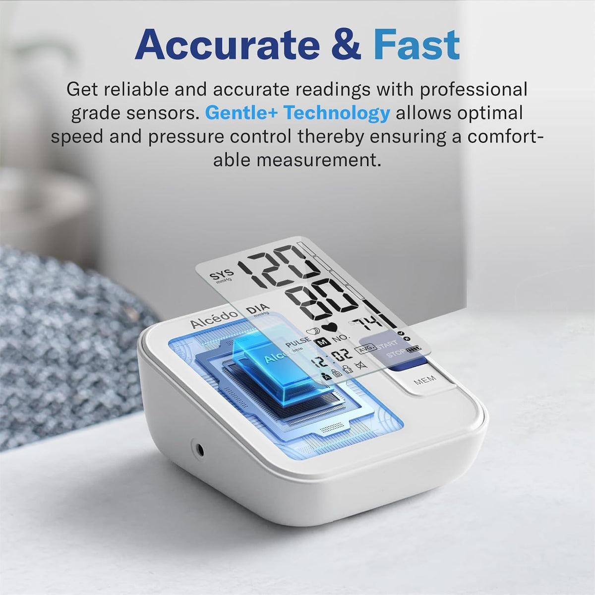 Alcedo Blood Pressure Monitor for Home Use, Upper Arm Cuff BP Machine