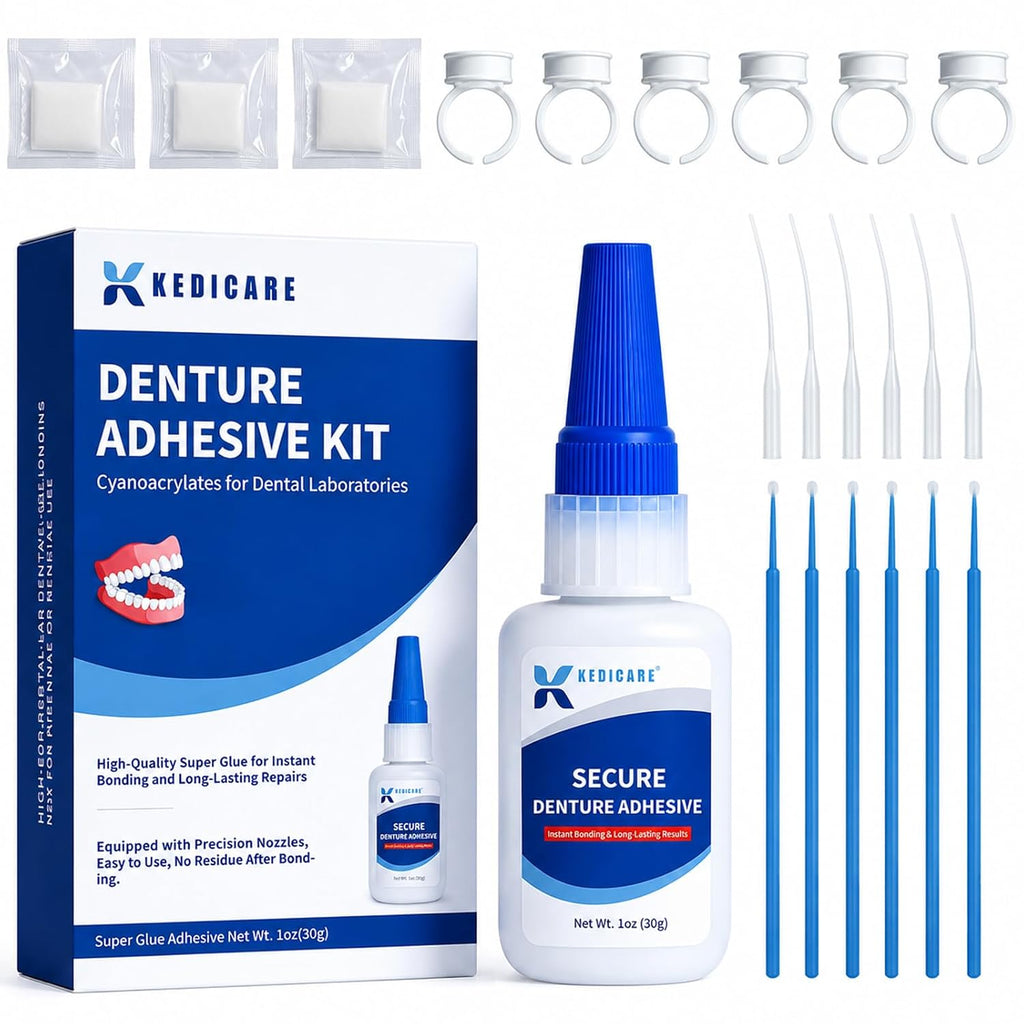 Dental Lab Instant Bonding Denture Adhesive Kit - Denture Repair Glue 1oz for Dentures & Lab Tools, Cracks, Gaps & Loose Teeth | Fast-Setting, Long-Lasting Hold | Safe, No Irritating Odor