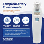 Exergen TAT-2000C Temporal Artery Forehead Thermometer for Baby Kids Adults | Displays Temperature Reading, Soft Glow, Silent Mode, Wipe Clean Sensor, 8 Reading Memory, 9V Battery Included for Family Use
