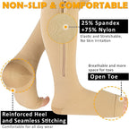 CASMON 15-20mmHg Zipper Compression Socks for Women and Men, Knee High Compression Stockings, Medical Open Toe Support Socks for Varicose Veins, Post-surgery, Swelling, Nurses, Pregnancy (1 Pair)