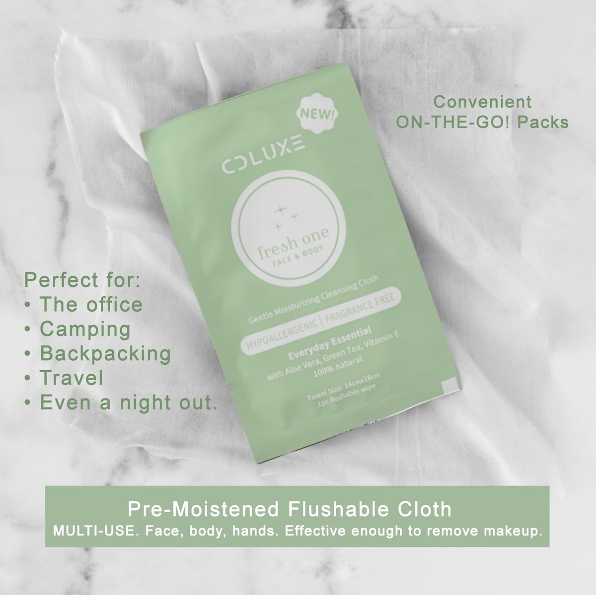 Fresh One (Body, Face, or Toilet) - Personal Cleansing | All Natural & Flushable, Sensitive Skin, Deodorizing, Hand Wipes, Moisturizing, Individually Wrapped on-the-go Singles (25)