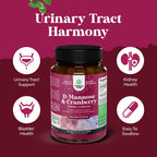 D Mannose with Cranberry Supplement - D Mannose 1000mg per Serving Capsules for Kidney Defense Support & Cleanse and Urinary Tract Health for Women & Men - Adults Bladder Health Supplement - 60 Count
