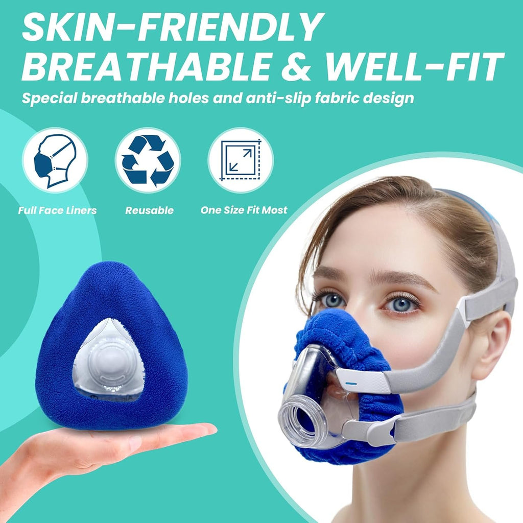 NATAKU 4-Pack Medium CPAP' Mask Liners Complitable for Resmed F20 Full Face Mask Cushions, Ultra-Soft Micro-Fleece Reduces Air Leaks & Pressure Marks, Reusable Mask Covers, Breathable for All-Night