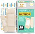 Waterproof Silicone Bandages for Sensitive Skin Variety Pack | 48 Counts Painless Removal Hypoallergenic Latex Free 0.75"x3" (36 Counts) and 1.63"x4" (12 Counts)