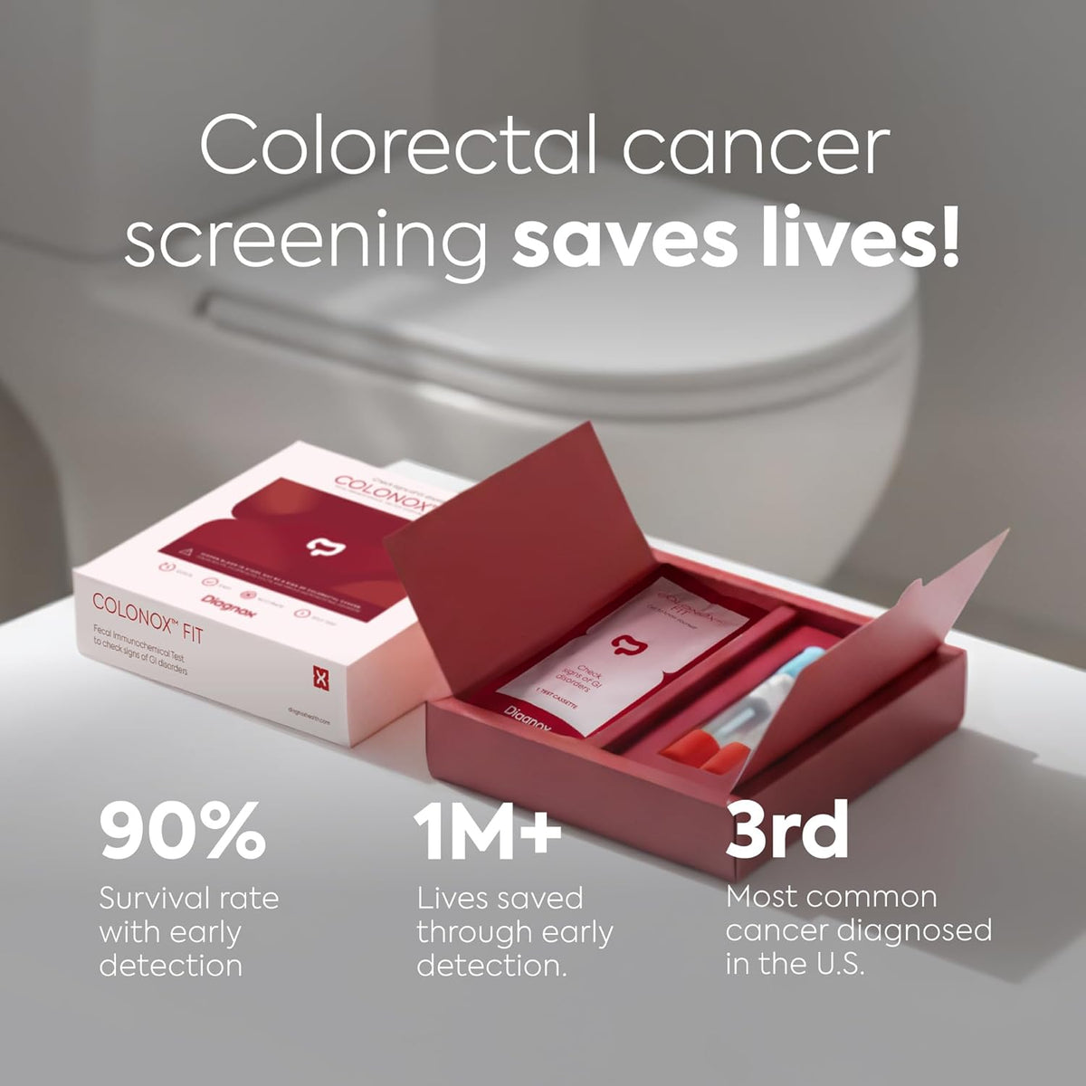 COLONOX At-Home Colon Screening Test Kit, Fecal Occult Blood Test, 2 Tests | Easy To Use, Detects Hidden Blood in Stool, Rapid Results in 10 Minutes, Highly Sensitive, Private Testing At Home