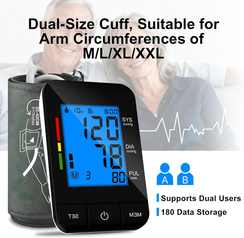 Automatic Upper Arm Blood Pressure Monitor for Home Use with 9-17&13-21 in | L/XL/Extra Large Cuff, FSA&HSA Eligible Accurate Portable Fit Big Arms BP Machine