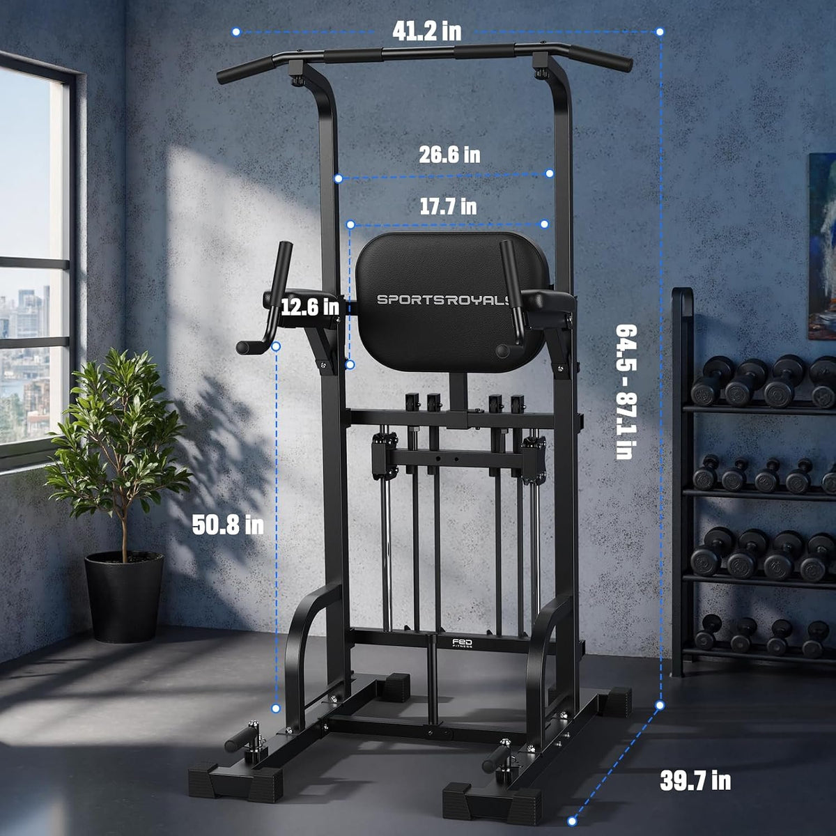 SPORTSROYALS Free Standing Pull Up Bar, Power Tower for Home Gym Training