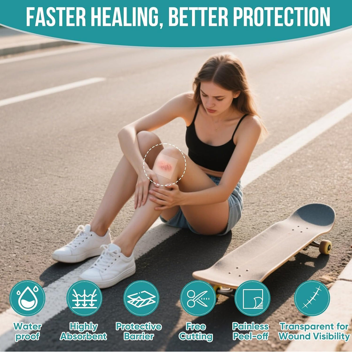 15 Pack Hydrocolloid Wound Dressing 4" x 4", Hydrocolloid Patch Bandages with Self-Adhesive, Bed Sore Bandages, Highly Absorbent for Burn, Blister, Acne Care, Sterile and Waterproof