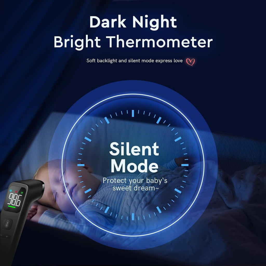 Viproud Touchless Thermometer for Kids and Adults, 1-Second Reading, Black | Large LED Screen, Fever Indicator, Mute Mode, Memory Recall, Dule Mode Forehead/Object, for All Ages