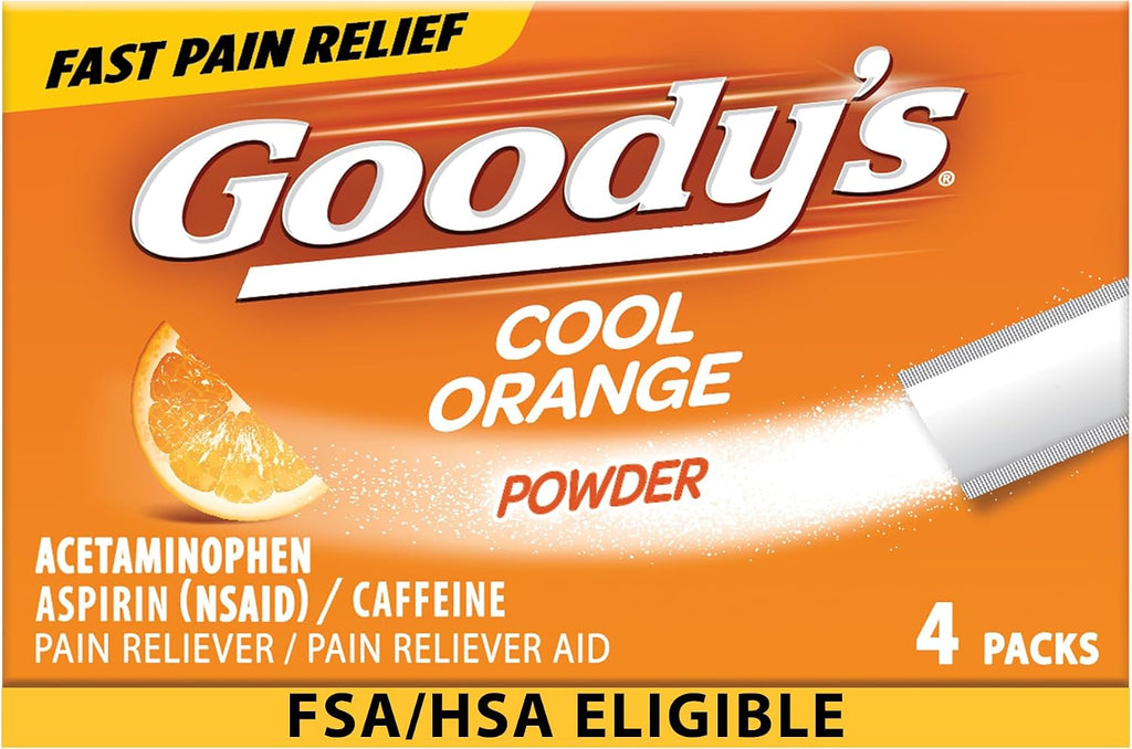 Goody's Extra Strength Headache Powder, Cool Orange Flavor, Dissolve Packs, 4 Individual Packets