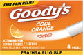 Goody's Extra Strength Headache Powder, Cool Orange Flavor, Dissolve Packs, 4 Individual Packets