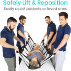 Vive Transfer Blanket with Handles 77” x 38.5” - Bed Positioning Pad, Straps - Reusable, Washable Patient Lifting Device Body Lift, Turning, Sliding Moving - Caregiver, Family Aid, Bedridden, Elderly