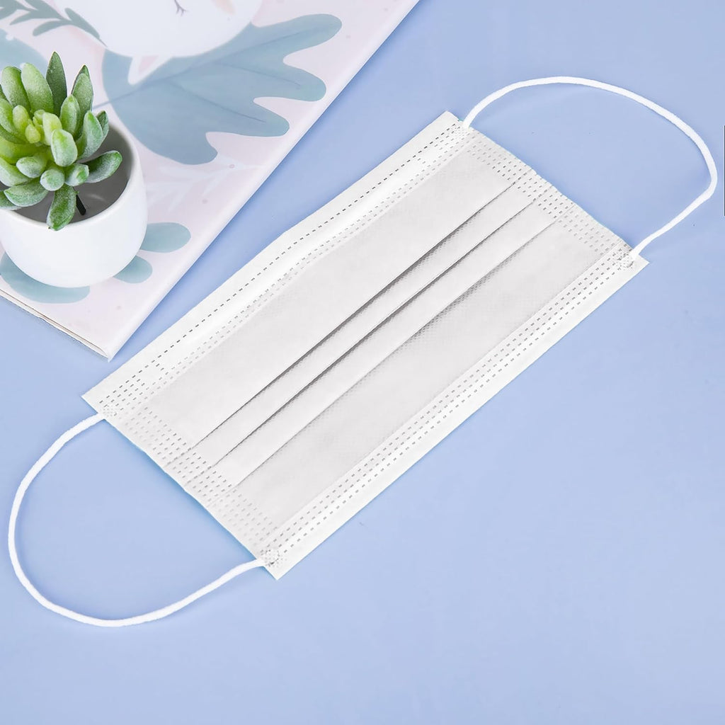 White Disposable Face Masks 100 Pcs White Face Mask 3 Ply Protection Masks