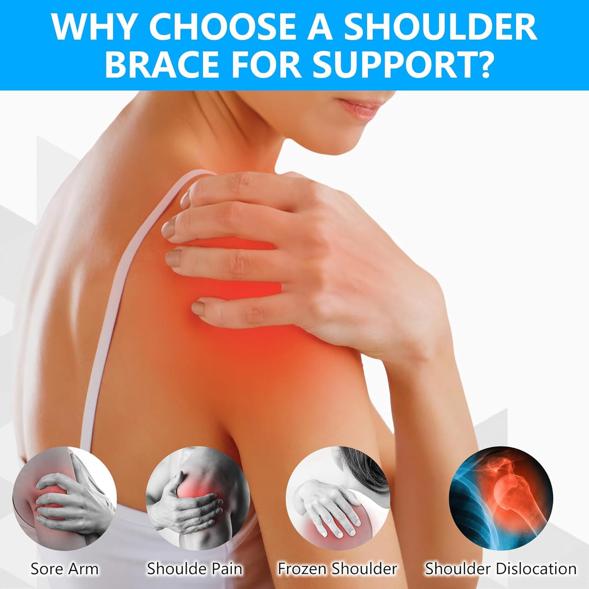 Shoulder Brace for Pain Relief - Adjustable Support for Rotator Cuff Injuries, Tendonitis & Shoulder Recovery, Breathable Neoprene Wrap, Universal Fit for Adults