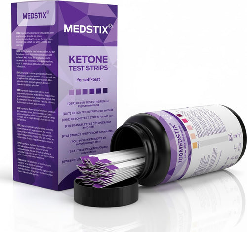 100 Ketone Test Strips for Self-Testing – Urine | Results in 45 seconds · color chart for easy reading · 100-count tube for home, travel and daily use