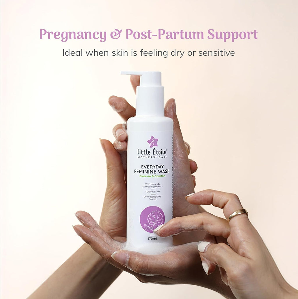 Little Étoile Mothers' Care Everyday Feminine Wash, Sulphate-Free pH Balanced Intimate Wash for Women with Aloe Vera, Calendula & Centella, Gentle Cleanser for Pregnancy, 170 ml