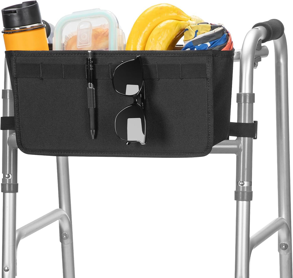 JOYTUTUS Walker Basket for Folding Walker, Basket for Walkers for Seniors,Rollator Walkers Storage Bag, Can be Installed Outside or Inside of Walker, Wheerchair