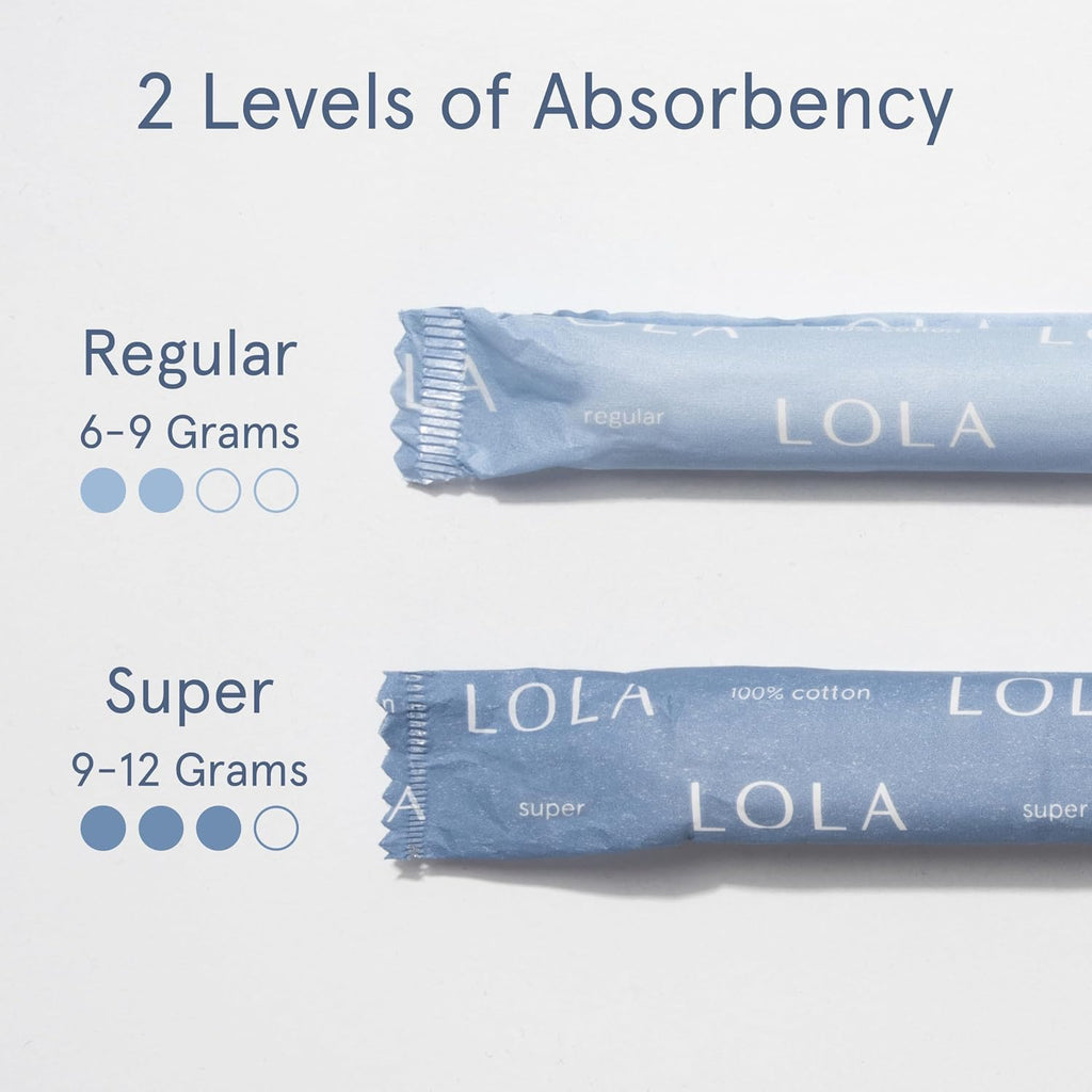LOLA 100% Organic Cotton Tampons with Cardboard Applicator, Regular