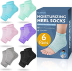 TEAWOO Moisturizing Heel Socks - 6 Pairs for Dry Cracked Feet | Toeless Gel Socks for Hydration and Repair, Soften and Hydrate Dry Cracked Feet Heels, Gel Socks for Dry Cracked Feet