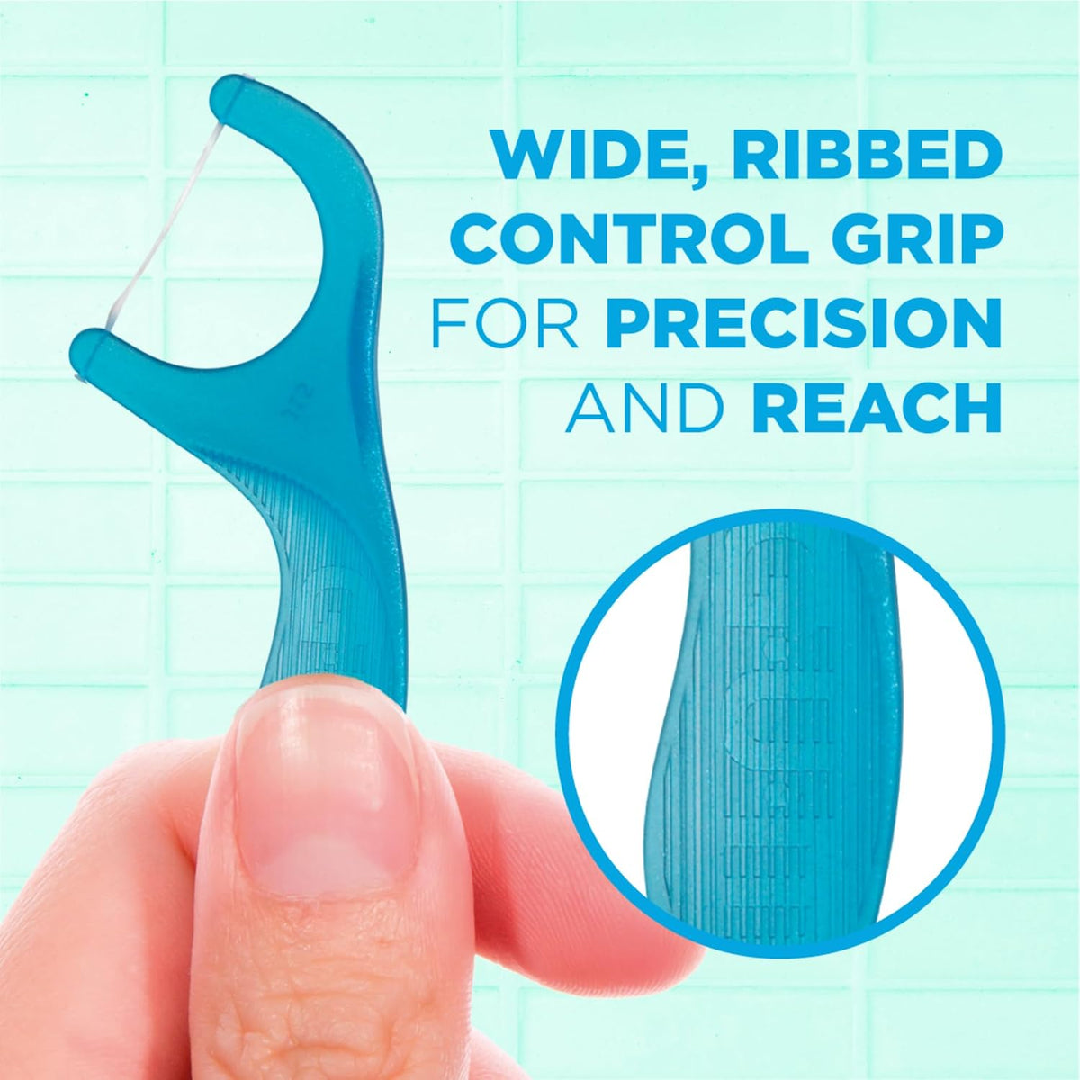 GUM Advanced Care Dental Floss Picks, Fresh Mint Flavor 150 Count | Vitamin E and fluoride coating, Strong, Shred-resistant floss, Control grip handle, Fine-tip dental pick, Travel-ready
