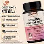 Grow Vitamin Feminine Balance by | Candida Support | Oregano & Caprylic Acid Blend | Vaginal Detox & Cleanse Probiotics | Supports Healthy Intestinal Flora & Immune Function