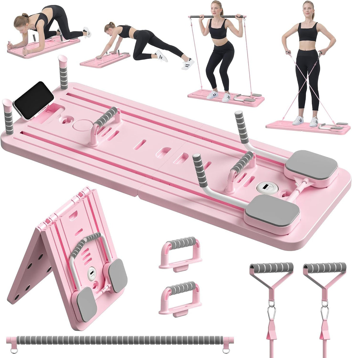 JANUA Pilates Board - Pilates Reformer Set, Multi-Purpose Foldable Pilates Reformer Board for Home, 5 in 1 Pilates Sliding Board