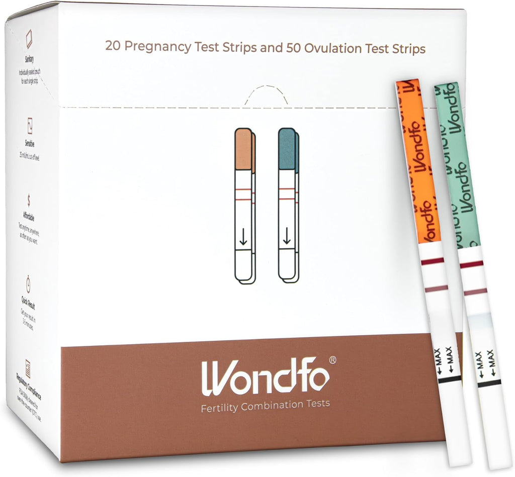 Wondfo 50 Ovulation Test Strips and 20 Pregnancy Test Strips Kit - Rapid Test Detection for Home Self-Checking Urine Test (50 LH + 20 HCG)