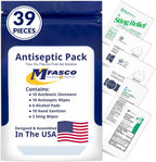 MFASCO Antiseptic Wound Care Travel Pack | 39 Piece First Aid Kit Refill