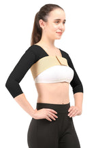 Post Liposcution Arm Compression Garment || MICROPOLY FABRIC || Slimming Sleeves || Arms Posture Corrector || Shapewear || Post Surgical Arms Support (Black, L)
