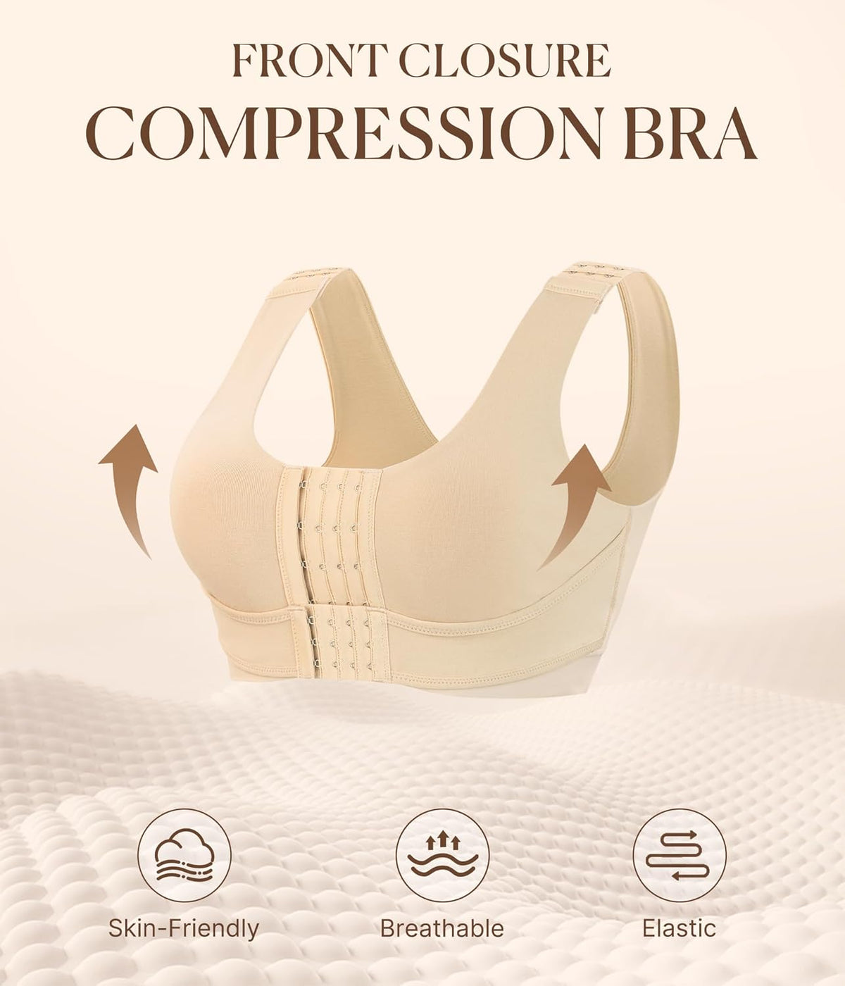 BRABIC Womens Wireless Front Closure Bra Post Surgery Compression Mastectomy Surgical Support Full Coverage Bralette