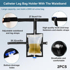 2 Pieces Catheter Leg Bag Holder, Urinary Collector with Belt, Invisible Urine Leg Bag Holder, Urine Bag Cover (2000ml, Black)
