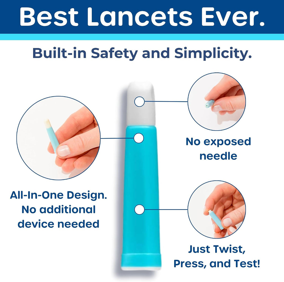 Pip Blood Glucose Monitor Kit - 50 Test Strips, Preloaded Lancets & Case