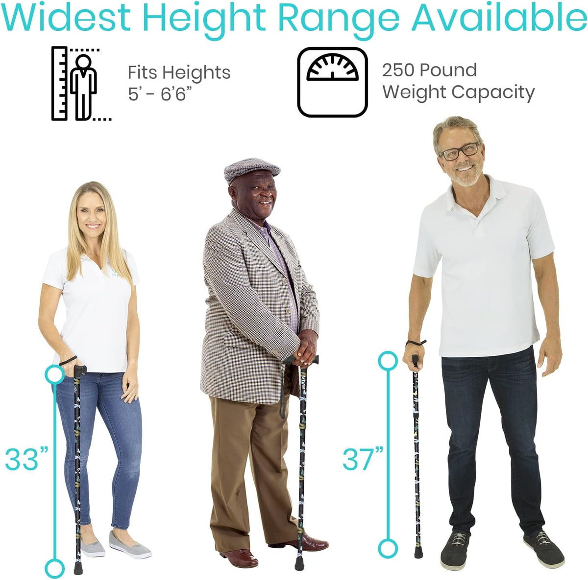 Vive Folding Cane - Foldable Walking for Men, Women Fold-up & Collapsible | Lightweight, Adjustable, Portable Hand Stick Balancing Mobility Aid Sleek, Comfortable (Black Butterfly)