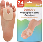 ZenToes U-Shaped Felt Callus Pads, Self-Stick Cushions, 24 Count | Thick padding offloads pressure from that one stubborn spot, stays put all day. Trim to fit, latex-free