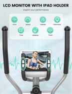 THERUN Elliptical Machine for Home, Hyper-Quiet Elliptical Exercise Machine, Compact Elliptical Trainer w/16 Levels Adjustable Resistance, 13.2LBS Flywheel, Pulse Sensor, LCD Monitor