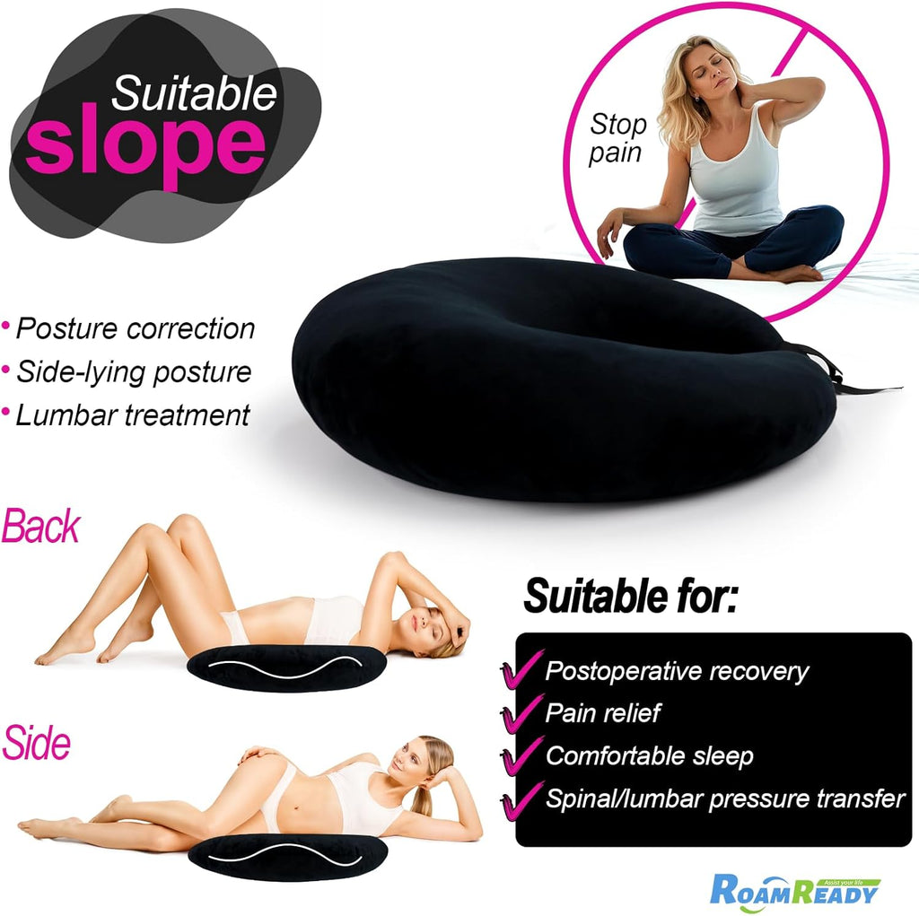 BBL Post Surgery Pillow for Sitting Sleep, Donut Hemorrhoid Pillow for Driving, Hip Support Cushion, BBL Cotton for Recovery