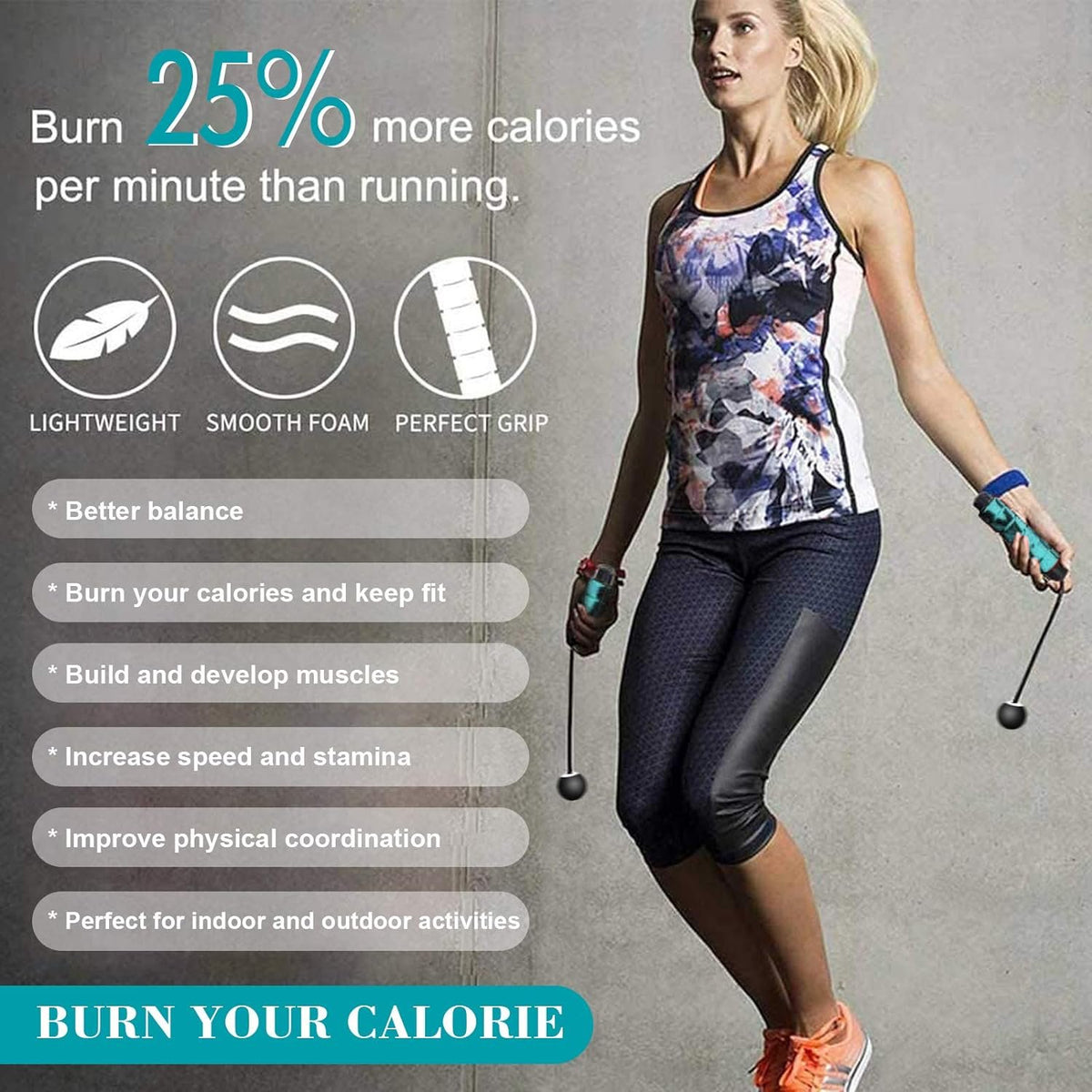 Redify Weighted Cordless Jump Rope for Fitness[Suitable for Different Ages and Levels] Ropeless Jump Rope for Boxing MMA WOD Training, BOD Rope Beachbody MBF,High Speed Rope Skipping for Narrow Space