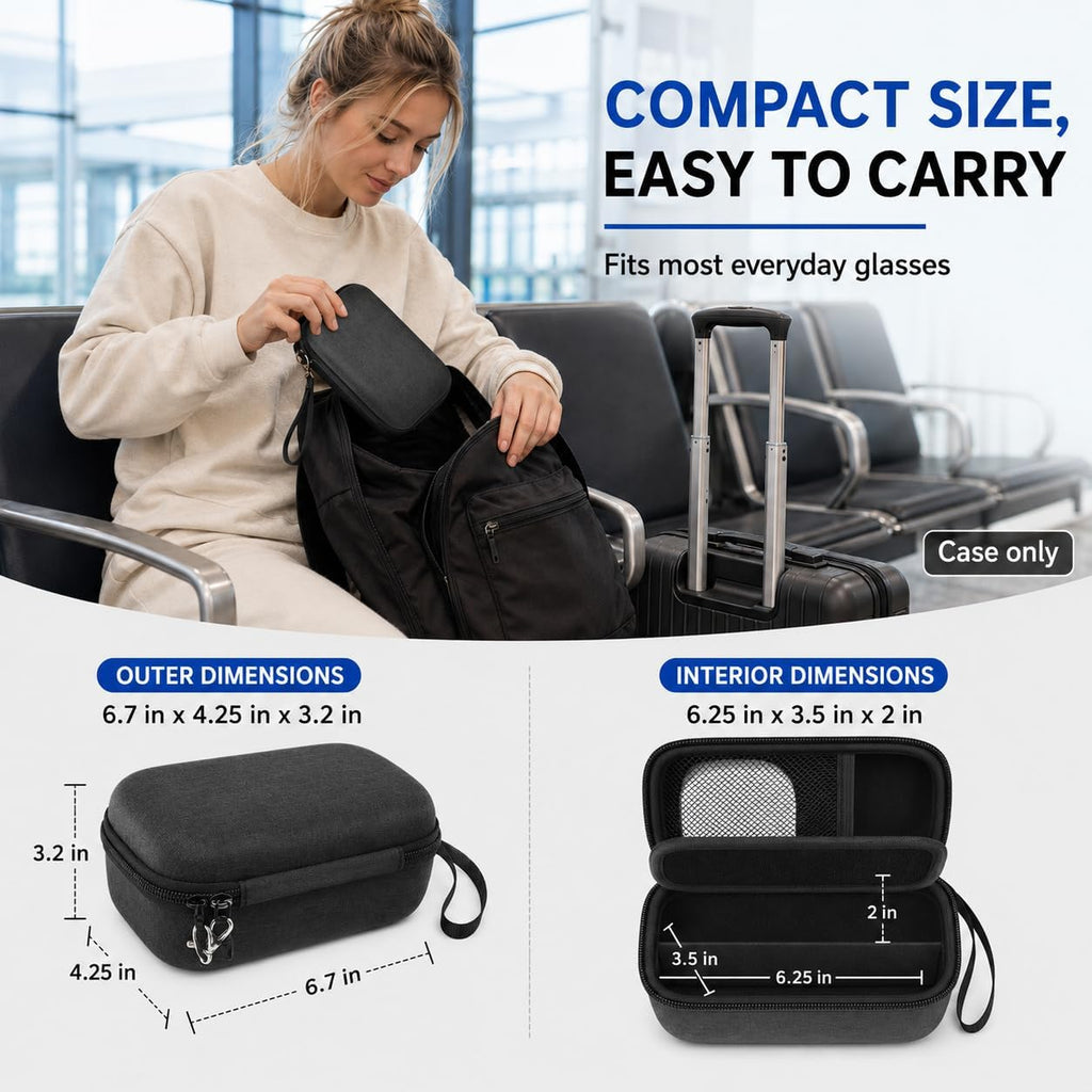 GWCASE Portable 2 in 1 Contact Lens Case and Glasses Case for 2 Pairs