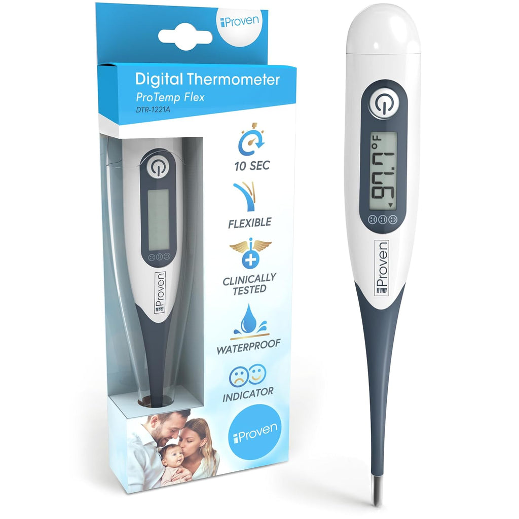 iProven Oral Thermometer, Measures in 10 seconds with flexible tip and fever alarm, Digital Medical Thermometer for adults, kids and toddlers - DTR-1221A