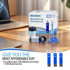 Stondon Blood Glucose Test Strips and Lancets, 100 Each, for G430/G520/G425 | Compatible with Stondon G430, G520 and G425-3 meters, no coding strips, single-use lancets, 100 tests
