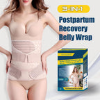 ChongErfei 3 in 1 Postpartum Support Recovery Belly Wrap Waist/Pelvis Belt Body Shaper Postnatal Shapewear,XL Beige