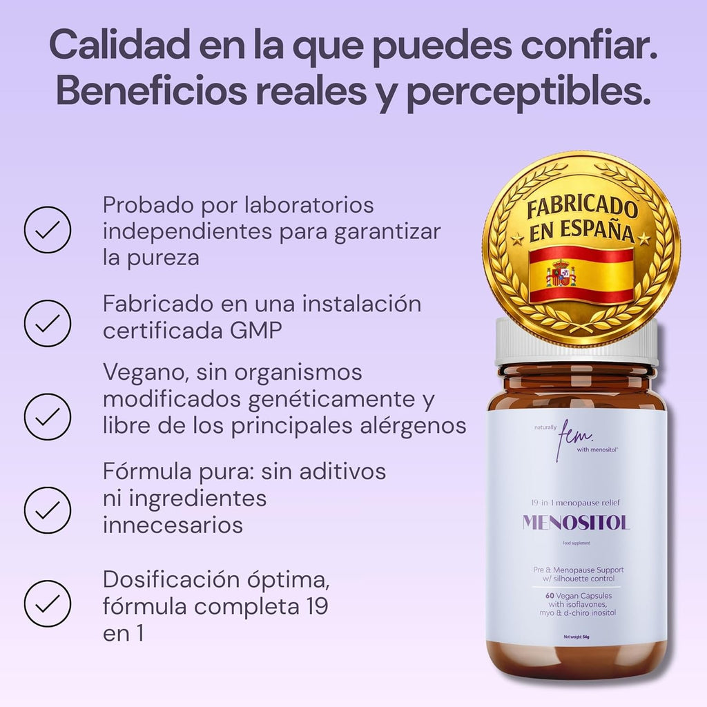 Inositol FEM Menositol 19 in 1 – Comprehensive Menopause Supplement with Myo-Inositol, D-Chiro and Natural Isoflavones – Hot Flashes and Menopausal Symptoms Relief – Women's Menopause Vitamins
