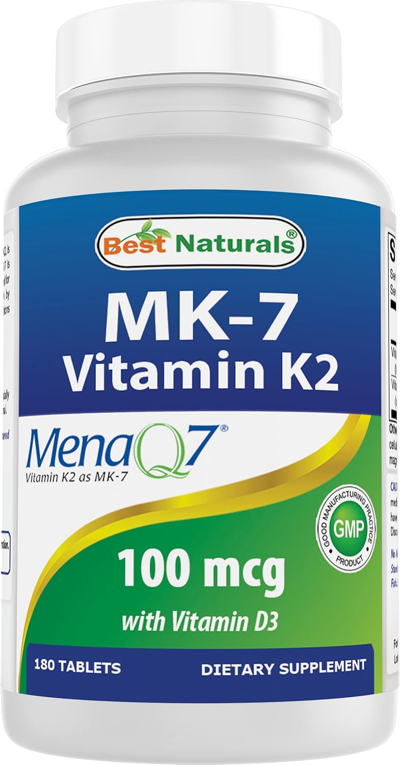 Best Naturals Vitamin K2 (MK7) with D3 Supplement Bone and Heart Health (5000 IU Vitamin D3 & 100 mcg Vitamin K2 MK7), 180 Tablets