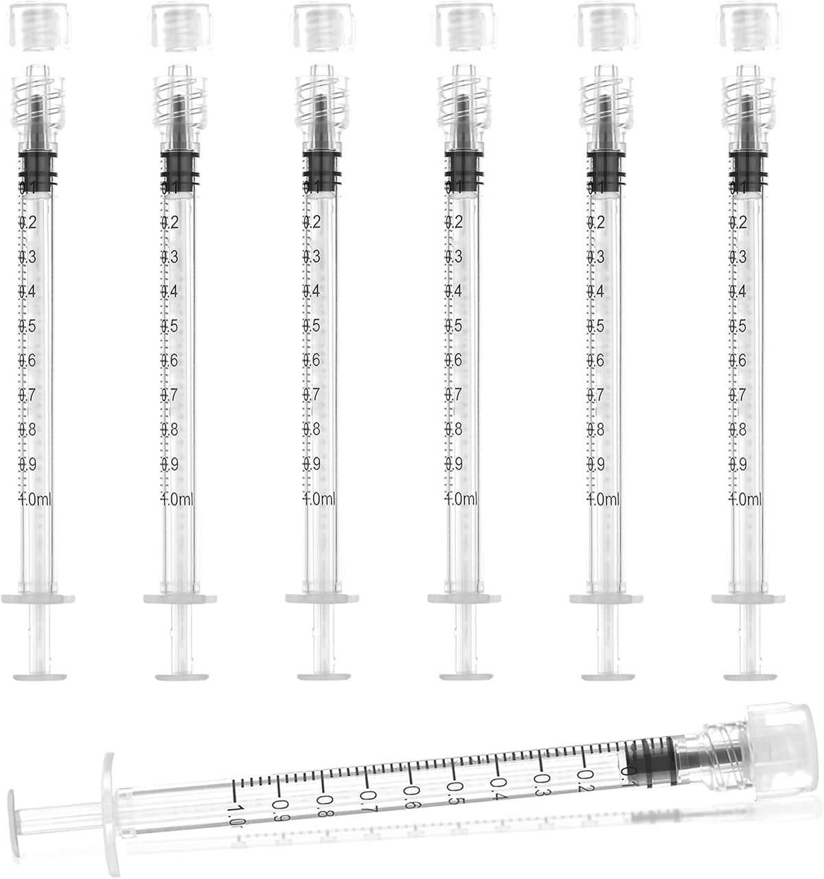 1ml Syringes Without Needle, 20Pack Plastic Syringe With Cap for Liquid, Measuring, Ink Refilling, Oil, Liquids Glue Applicator, Individually Sealed