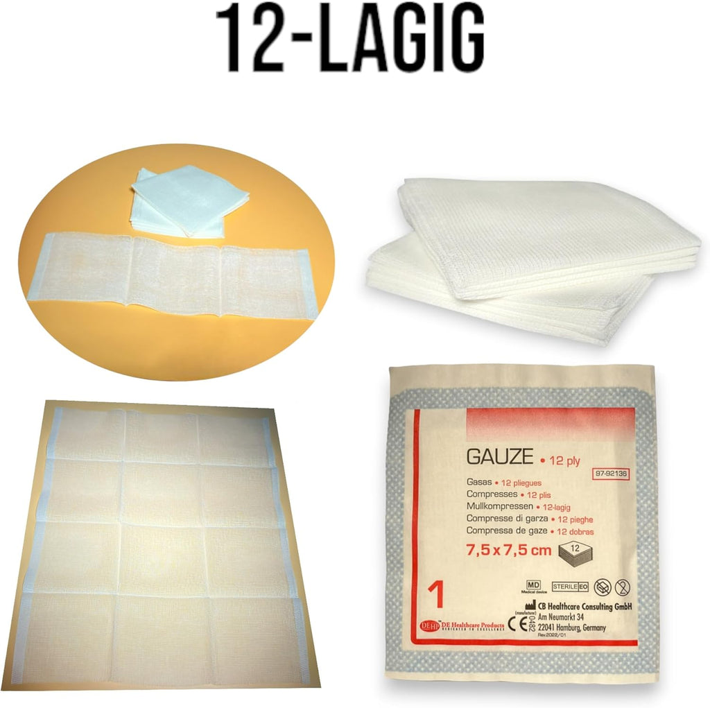Mullkompressen Medical Gauze Sterile 100 pieces 7.5 cm